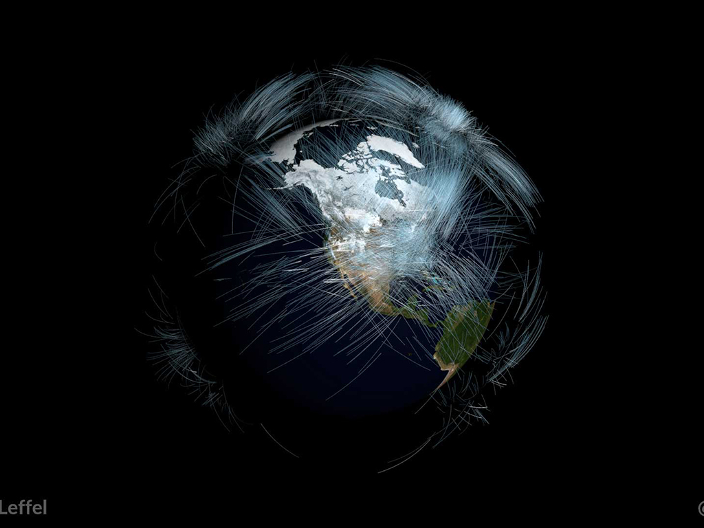 Data artwork by Kirell Benzi, showing a section of the world city network in North America