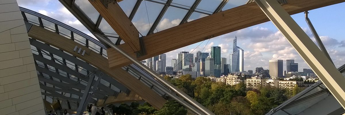 View of Paris La Défense from Fondation Louis Vuitton