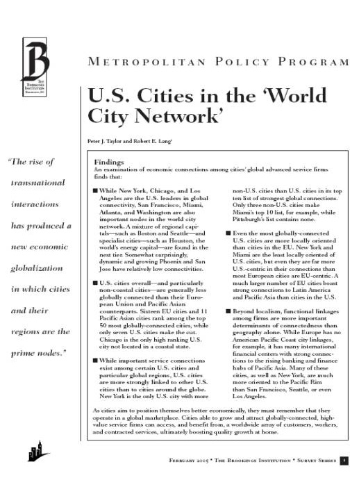 Cover of U.S. Cities in the World City Network