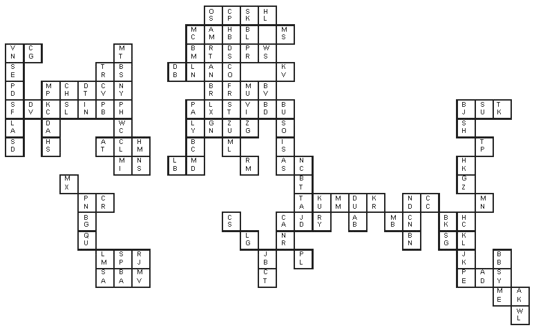 Cartogram showing two-letter city codes for 123 world cities in their relative geographical position