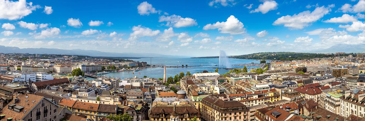 Panoramic aerial view of Geneva, Switzerland