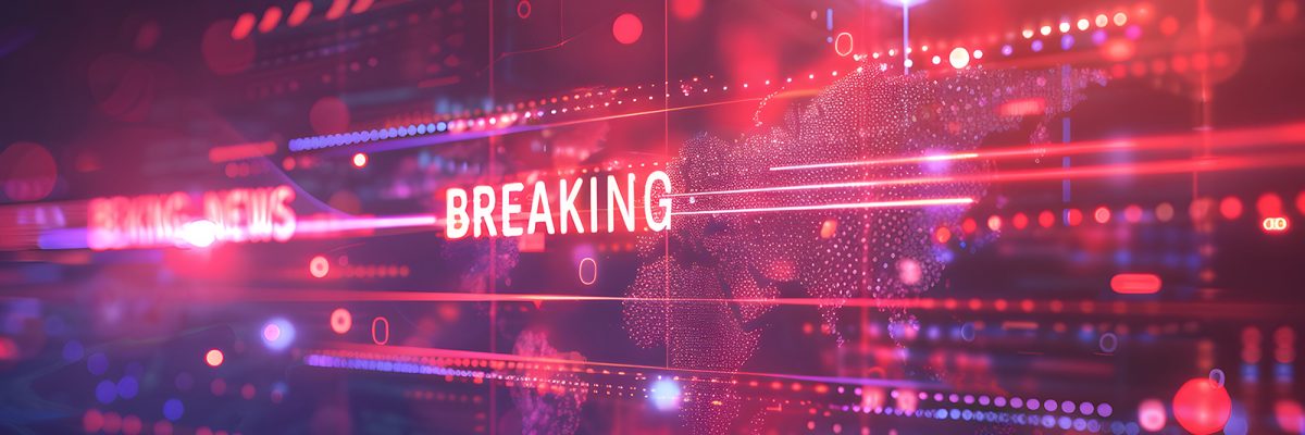 Breaking news broadcast vector futuristic background with world map