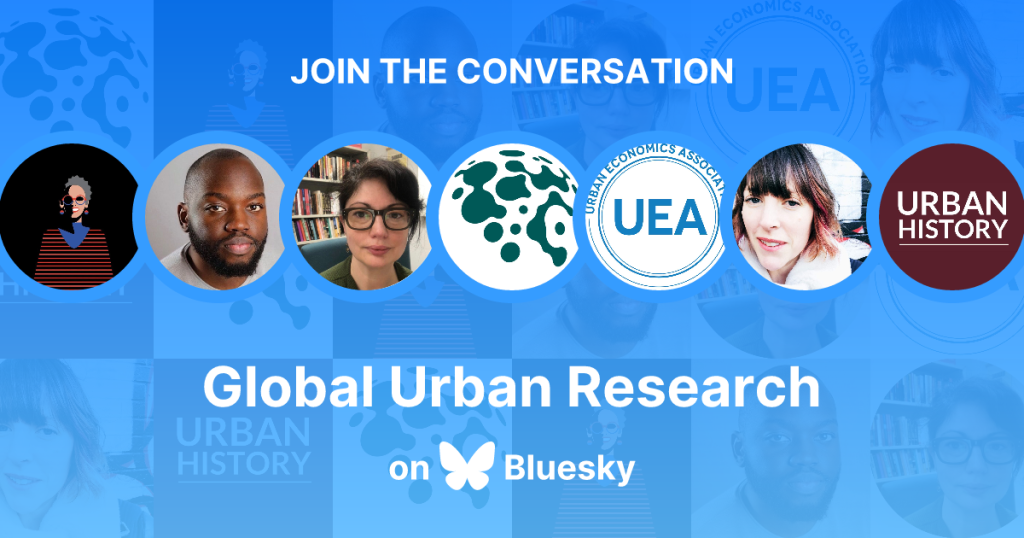 Image of Bluesky starter pack on Global Urban Research, showing profile pictures of selected accounts